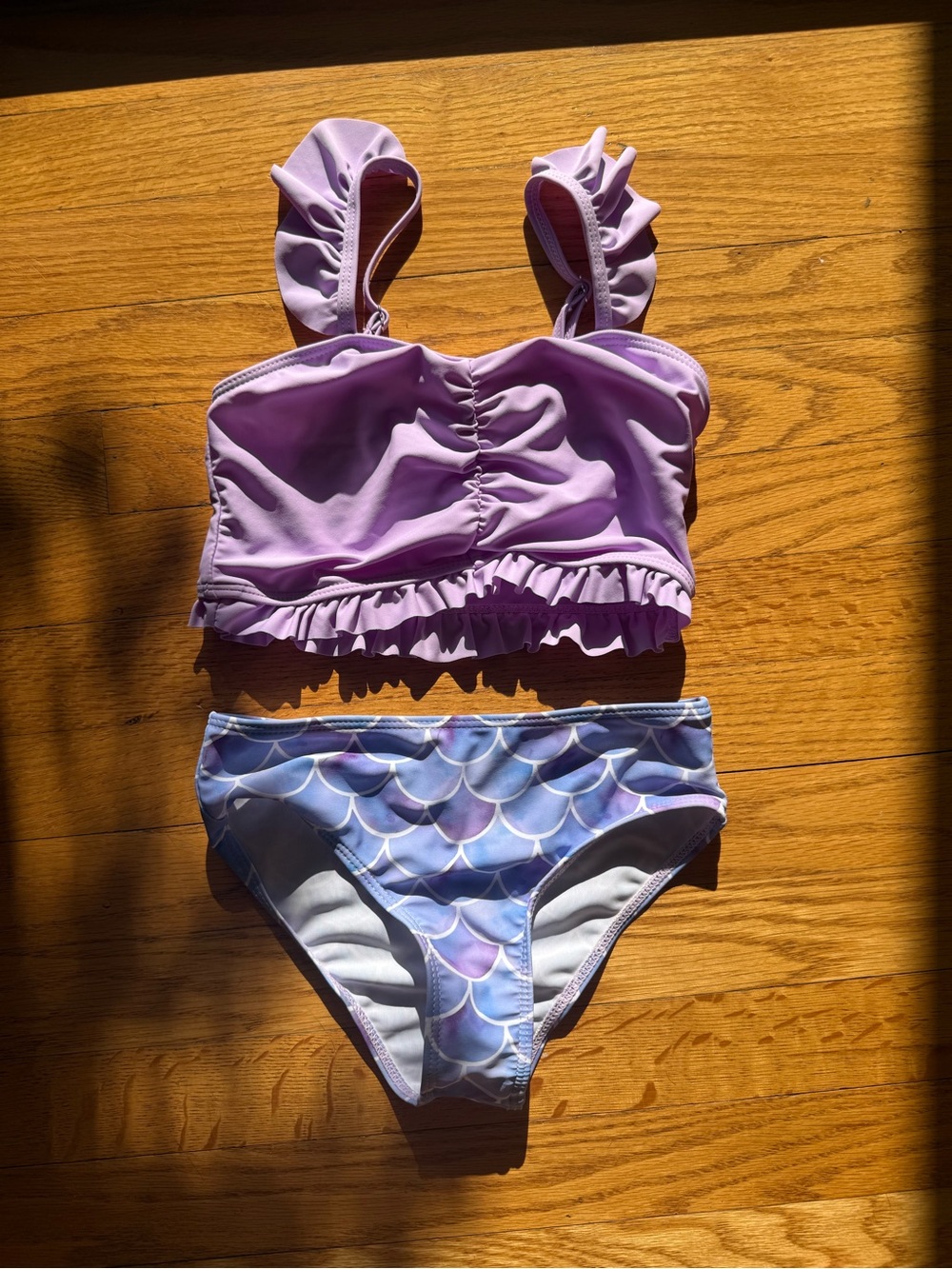 Lilac Ruffle Three Piece Swimsuit Set